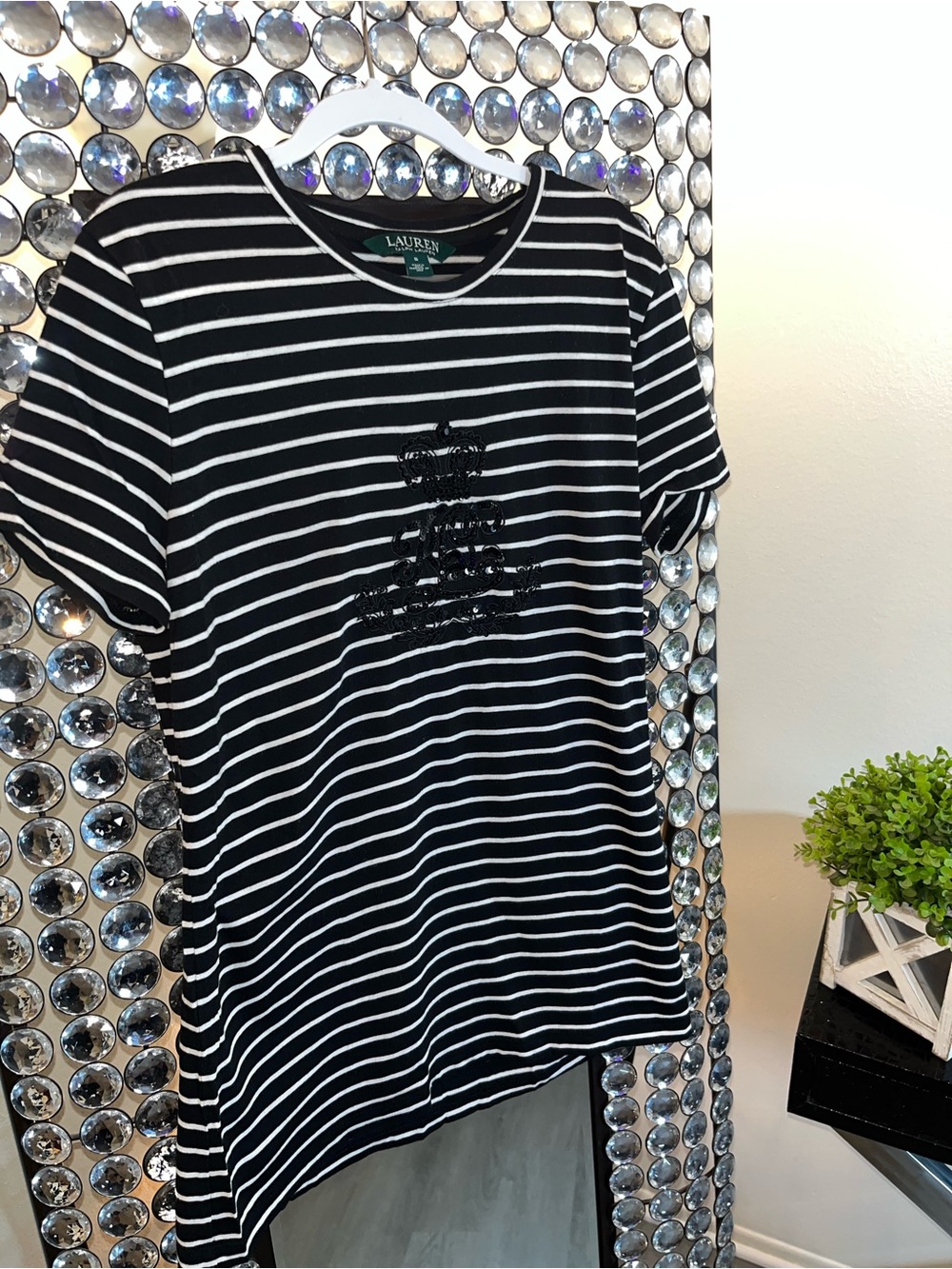 Women’s Lauren Ralph Lauren Stripped Embroidered T-Shirt Size Small
